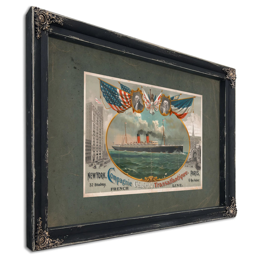 Compagnie Generale Transatlantique 19 — Ebony Framed Canvas Print | Bella Frye