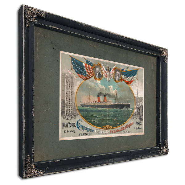 Compagnie Generale Transatlantique 19 — Ebony Framed Canvas Print | Bella Frye