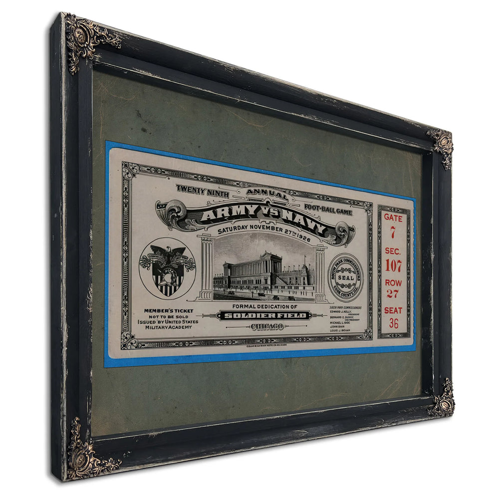 Ticket to the 1926 Army Navy Game 2 Front — Ebony Framed Canvas Print | Bella Frye