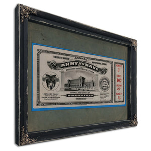 Ticket to the 1926 Army Navy Game 2 Front — Ebony Framed Canvas Print | Bella Frye