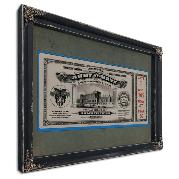 Ticket to the 1926 Army Navy Game 2 Front — Ebony Framed Canvas Print | Bella Frye