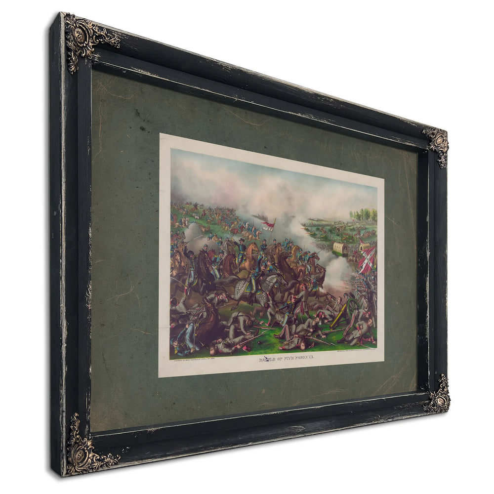 Battle of Five Forks Vacharge of General Sheridan April 1st 1865 1886 — Ebony Framed Canvas Print | Bella Frye