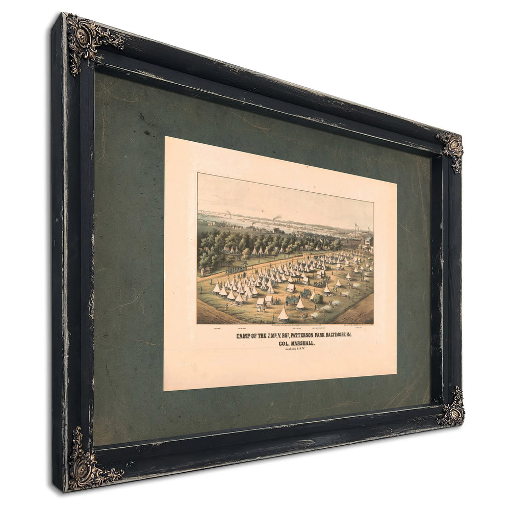 Camp of the 7 Me V Rgt Patterson Park Baltimore Md Col Marshall Looking Ssw — Ebony Framed Canvas Print | Bella Frye