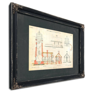 The Cape Blanco Light Station Blueprint Guardian of the Oregon Coast — Ebony Framed Canvas Print | Bella Frye