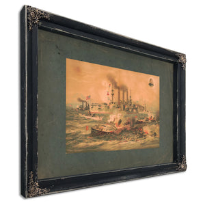 Destruction of Admiral Cerveras Fleet at Stantigo De Cuda July 3rd 1898 1898 — Ebony Framed Canvas Print | Bella Frye