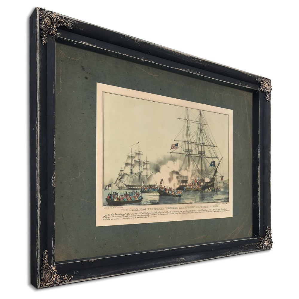 American Privateer General Armstrong Capt Sam C Reid — Ebony Framed Canvas Print | Bella Frye