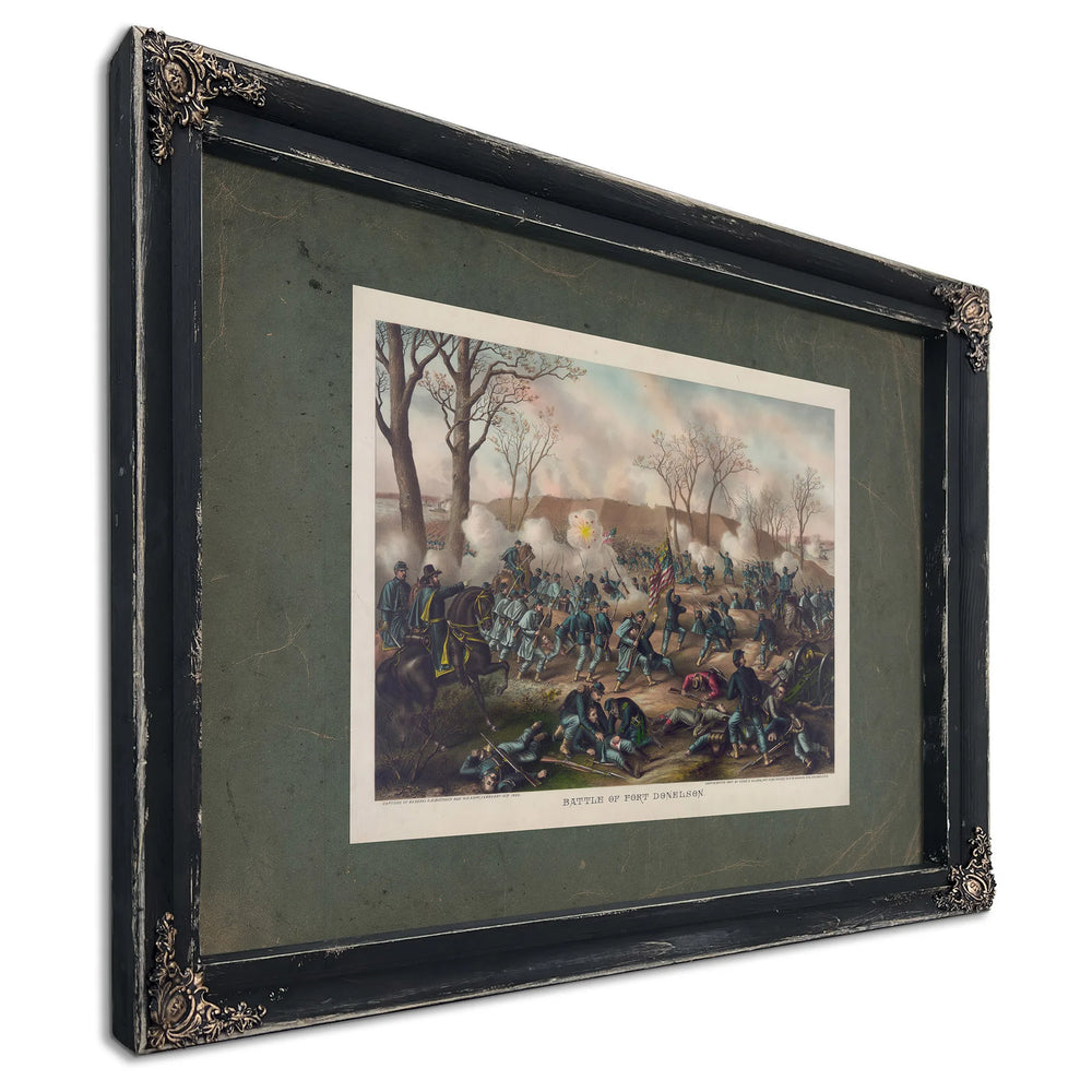Battle of Fort Donelsoncapture of Generals Sb Buckner and His Army February — Ebony Framed Canvas Print | Bella Frye
