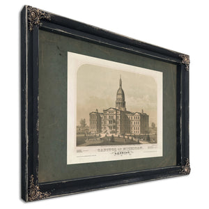 Capitol of Michigan Lansing 19th Century — Ebony Framed Canvas Print | Bella Frye