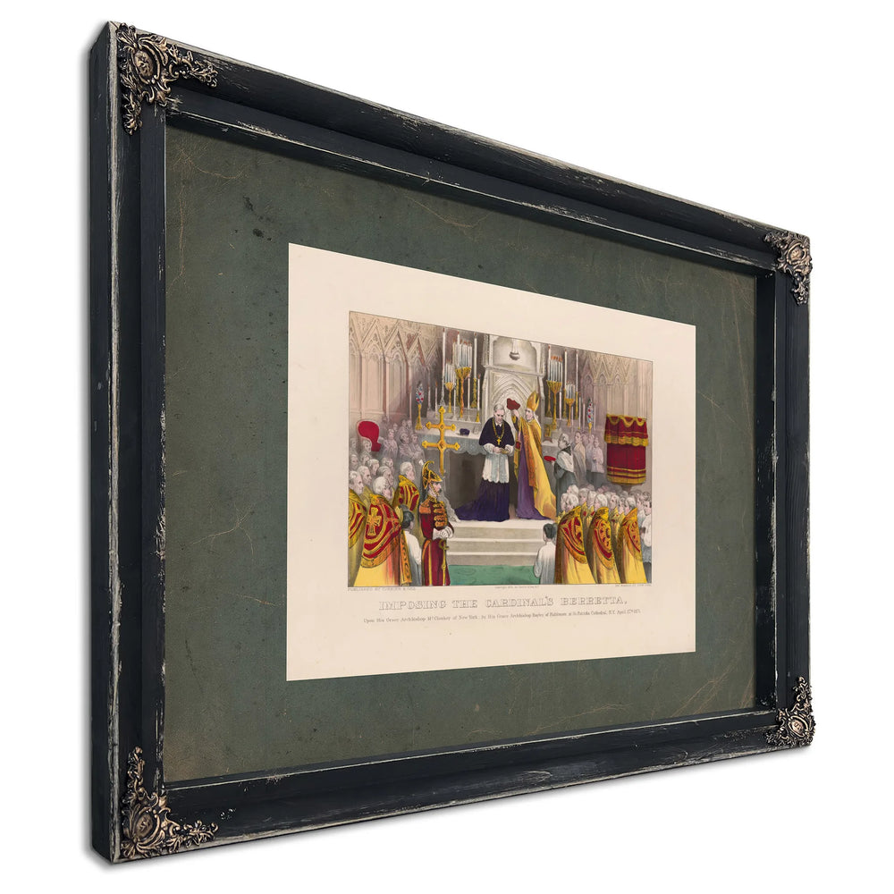 Imposing the Cardinals Berretta Upon His Grace Archbishop Mccloskey of New Y — Ebony Framed Canvas Print | Bella Frye