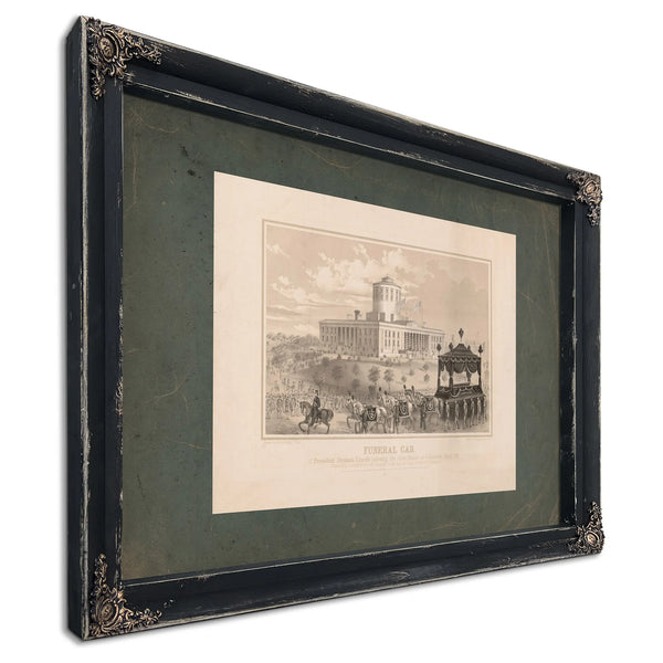 Funeral Car of President Abraham Lincoln Passing the State House at Columbus — Ebony Framed Canvas Print | Bella Frye
