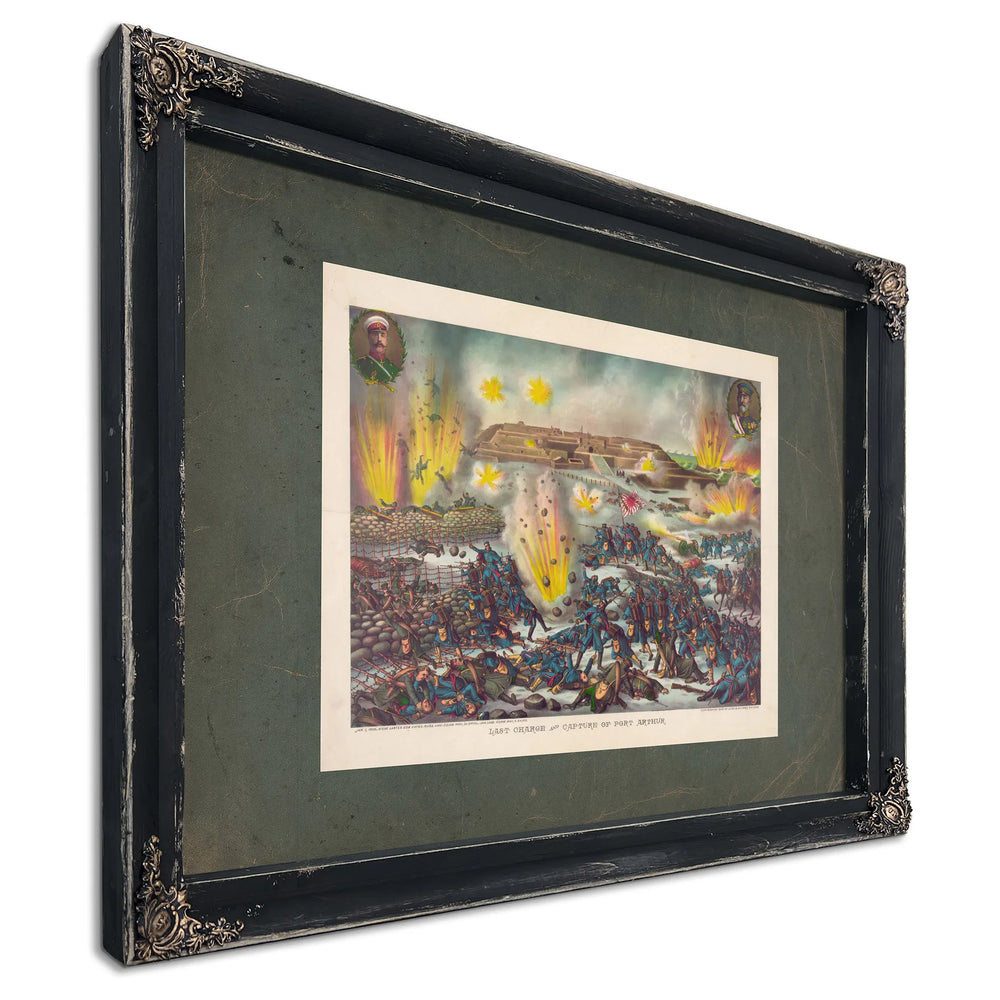Last Charge and Capture of Port Arthur 19th Century — Ebony Framed Canvas Print | Bella Frye