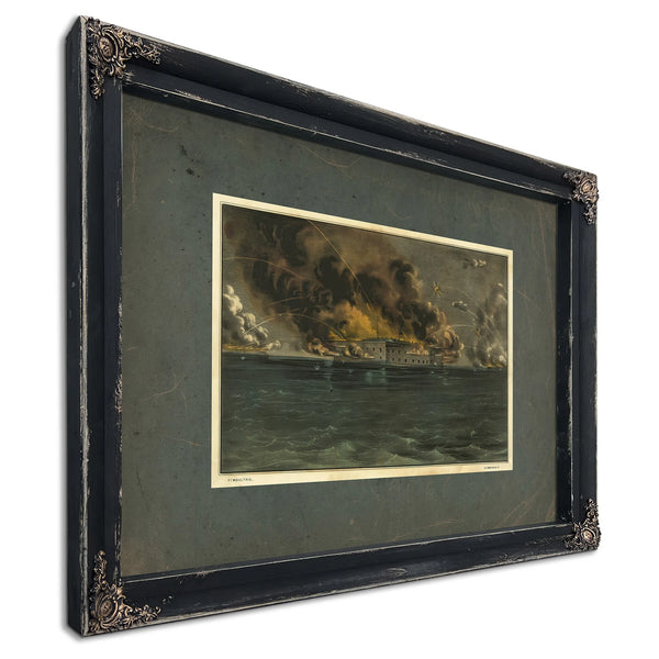 Bombardment of Fort Sumter Charleston Harbor_ 12th 13th of April 1861 1861 — Ebony Framed Canvas Print | Bella Frye
