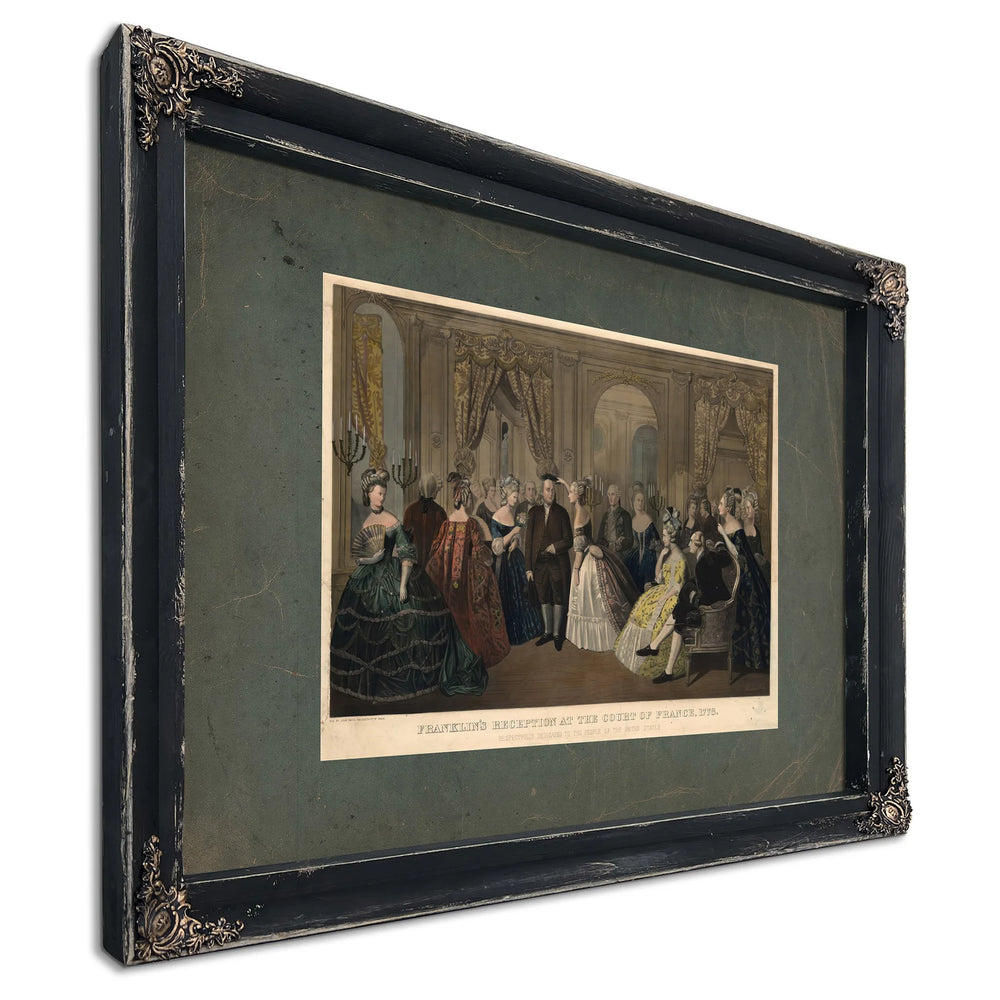 Franklins Reception at the Court of France 1778 Respectfully Dedicated to Th — Ebony Framed Canvas Print | Bella Frye
