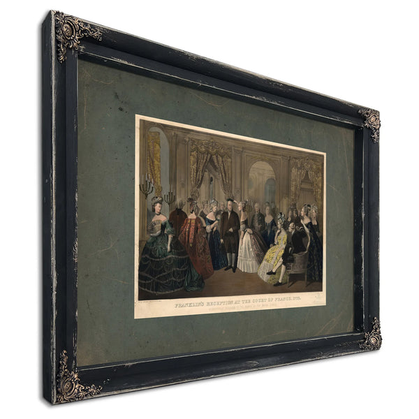 Franklins Reception at the Court of France 1778 Respectfully Dedicated to Th — Ebony Framed Canvas Print | Bella Frye