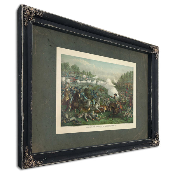 Battle of Opequan or Winchester Vasept 19 1864union_ Gen Sheridan Conf Gen E — Ebony Framed Canvas Print | Bella Frye