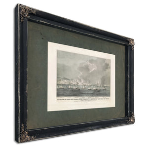 Attack of the Gun Boats Upon the City Castle of San Juan De Ulloa Bombardme — Ebony Framed Canvas Print | Bella Frye