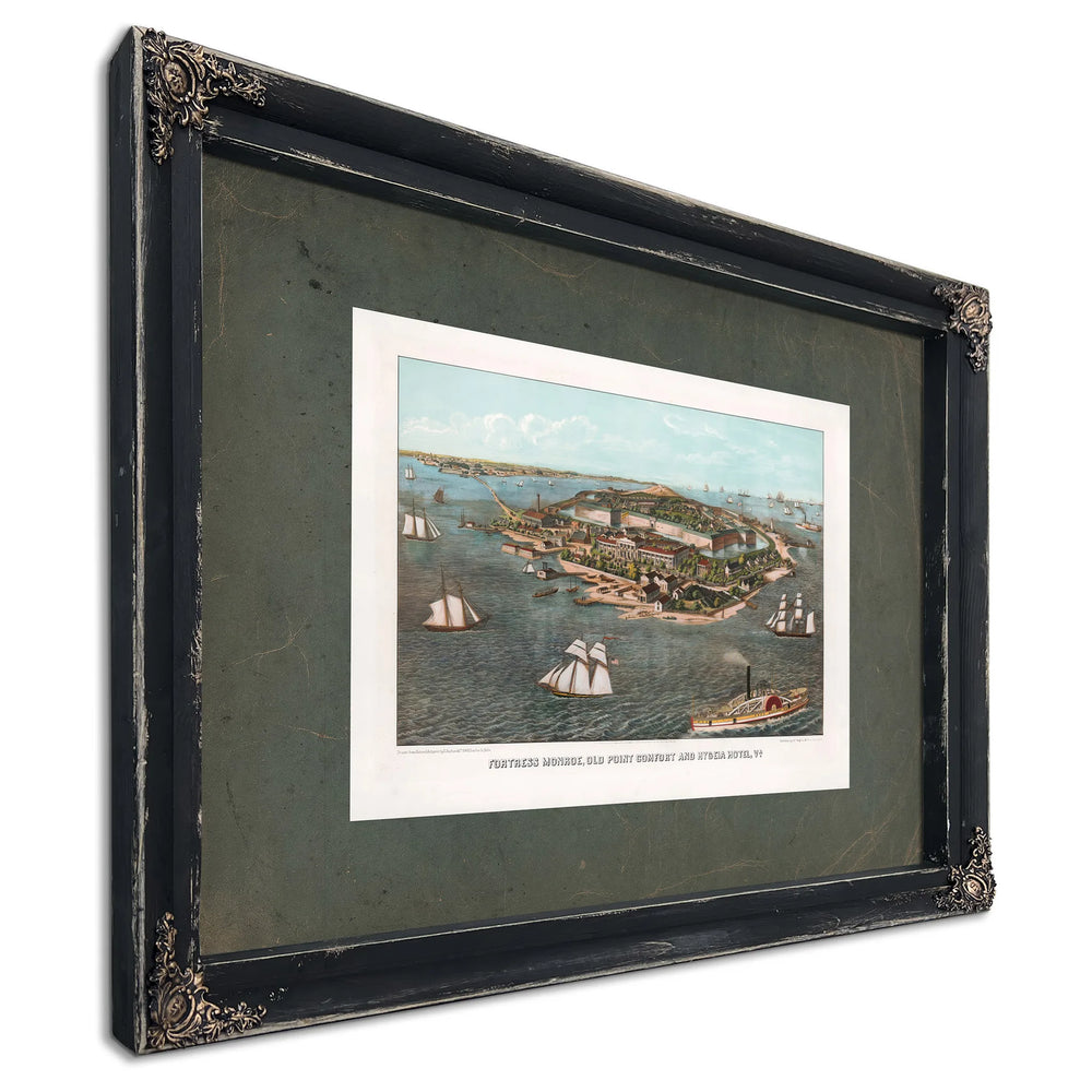Fortress Monroe Old Point Comfort and Hygeia Hotel Va 1861 — Ebony Framed Canvas Print | Bella Frye