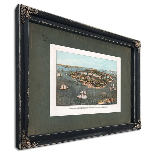Fortress Monroe Old Point Comfort and Hygeia Hotel Va 1861 — Ebony Framed Canvas Print | Bella Frye