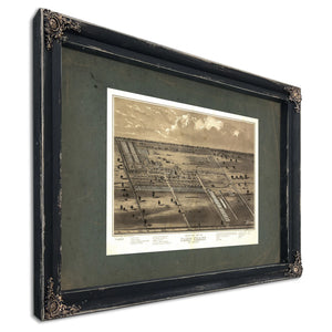 Birds Eye View of Camp Chase Near Columbus Ohio 186s — Ebony Framed Canvas Print | Bella Frye