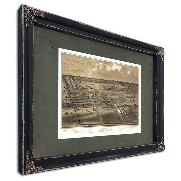 Birds Eye View of Camp Chase Near Columbus Ohio 186s — Ebony Framed Canvas Print | Bella Frye
