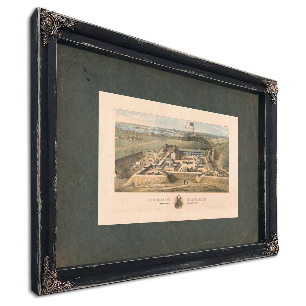 Fort Marshall Baltimore Md Fifth Regiment Artillery Nyv 1862 — Ebony Framed Canvas Print | Bella Frye