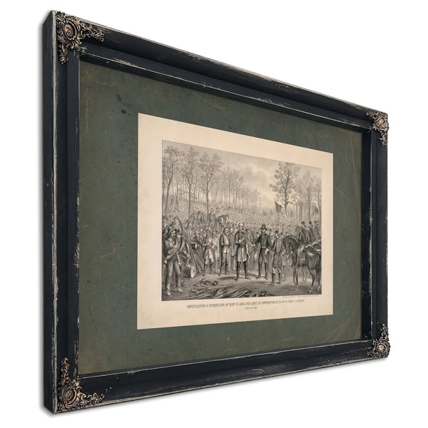Capitulation Surrender of Robert E Lee His Army at Appomattox Chi Va to Lt — Ebony Framed Canvas Print | Bella Frye