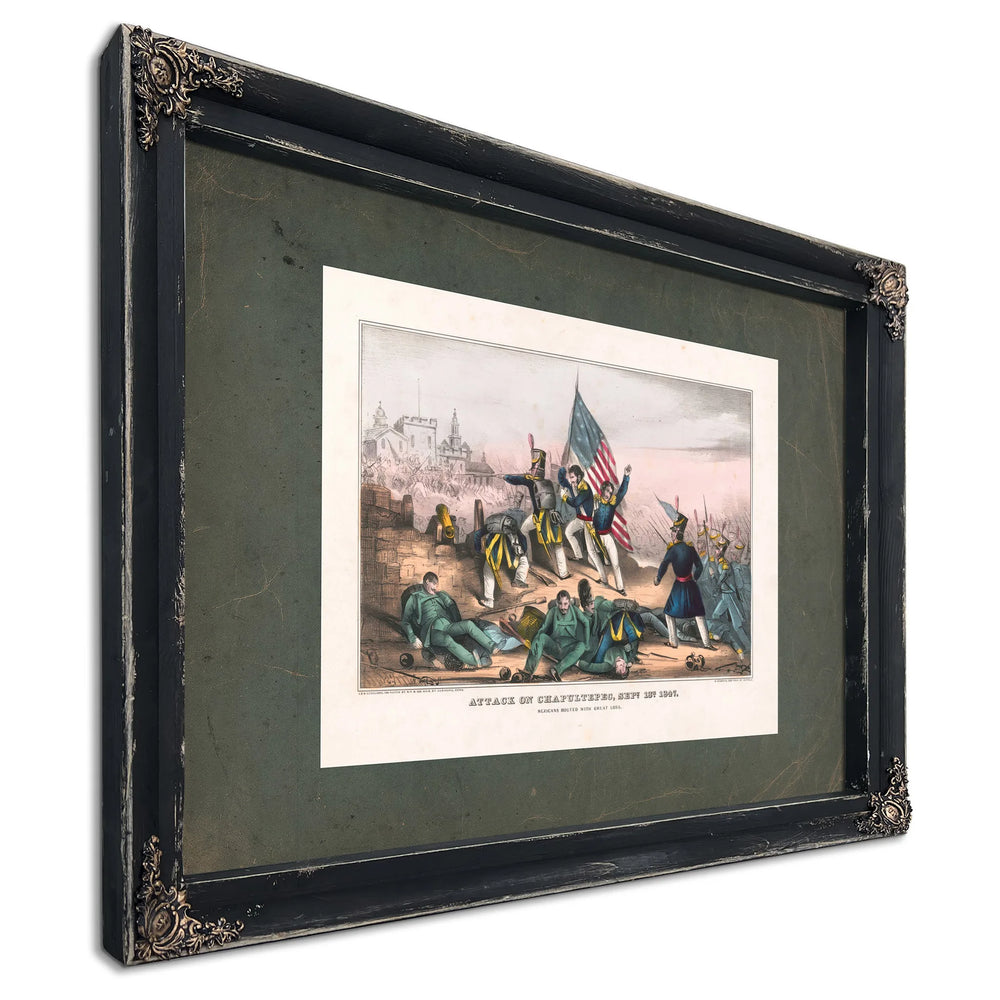 Attack on Chapultepec Sept 13th 1847mexicans Routed With Great Loss 1847 — Ebony Framed Canvas Print | Bella Frye