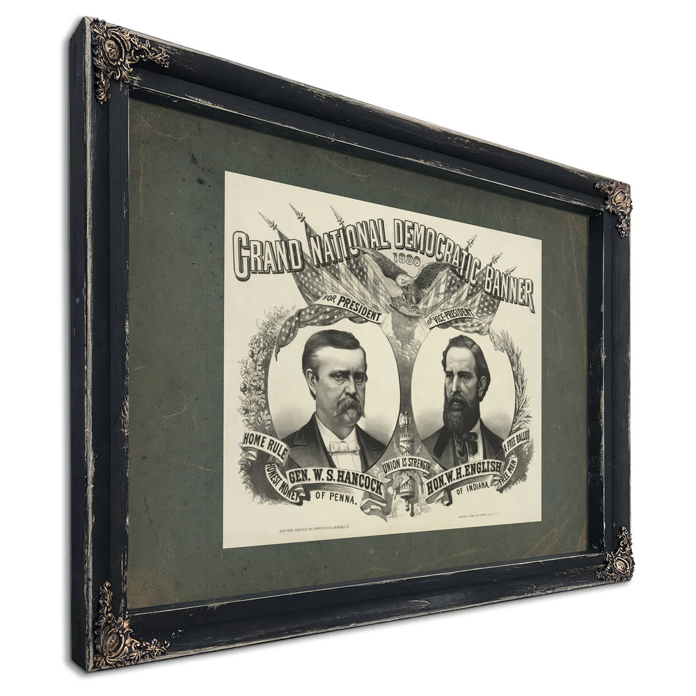 Grand National Democratic Banner_ 188 188 — Ebony Framed Canvas Print | Bella Frye
