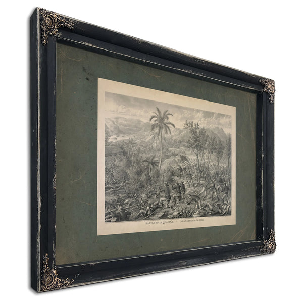 Battle of La Quasina Near Santiago De Cuba 19th Century — Ebony Framed Canvas Print | Bella Frye