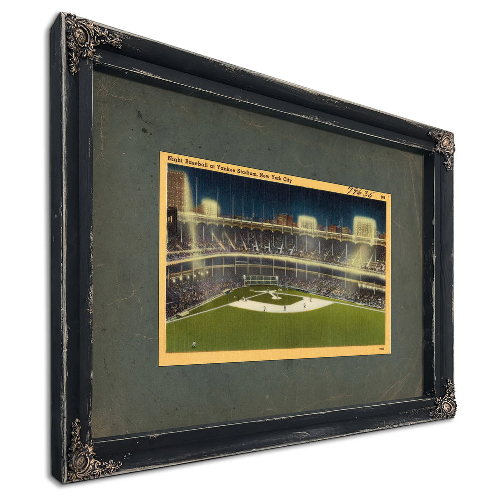 Night Baseball at Yankee Stadium New York City — Ebony Framed Canvas Print | Bella Frye