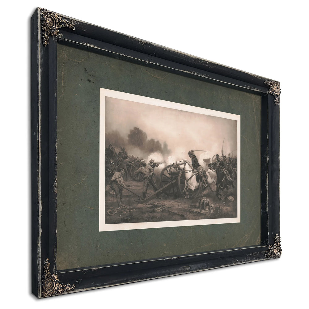 Charging the Guns 1891 — Ebony Framed Canvas Print | Bella Frye