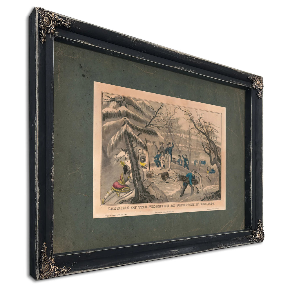 Landing of the Pilgrims at Plymouth 11th Dec 162 1845 1846 — Ebony Framed Canvas Print | Bella Frye