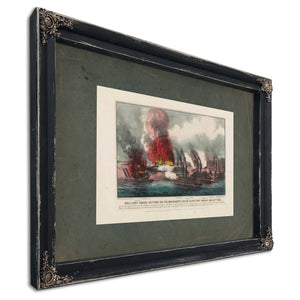 Brilliant Naval Victory on the Mississippi River Near Fort Wright May 1th 1 — Ebony Framed Canvas Print | Bella Frye