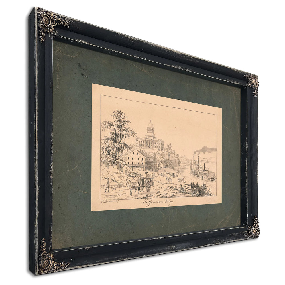 Jefferson City 1844 185 — Ebony Framed Canvas Print | Bella Frye