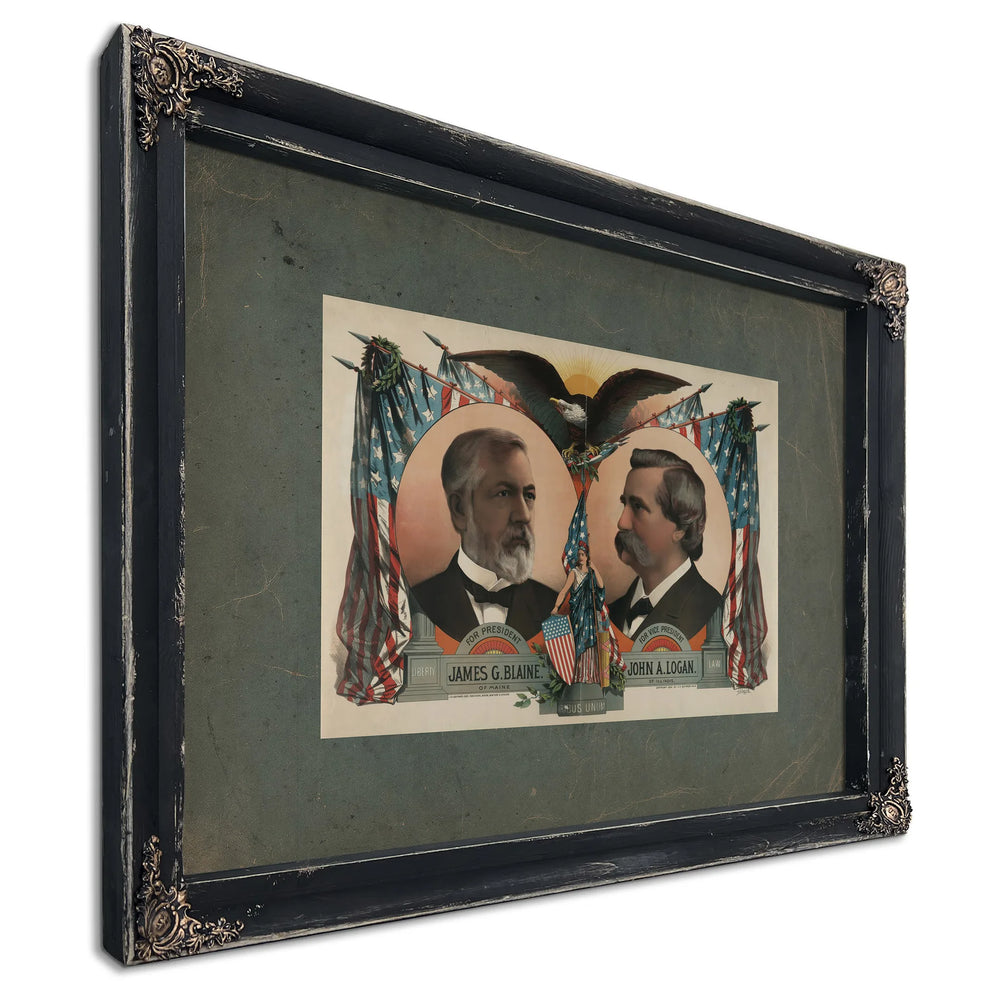 for President James G Blaine for Vice President John a Logan 1884 — Ebony Framed Canvas Print | Bella Frye