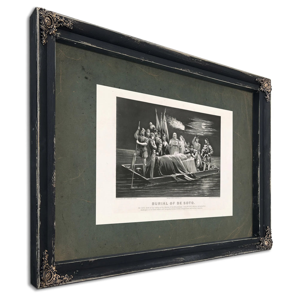 Burial of Desoto 1876 — Ebony Framed Canvas Print | Bella Frye