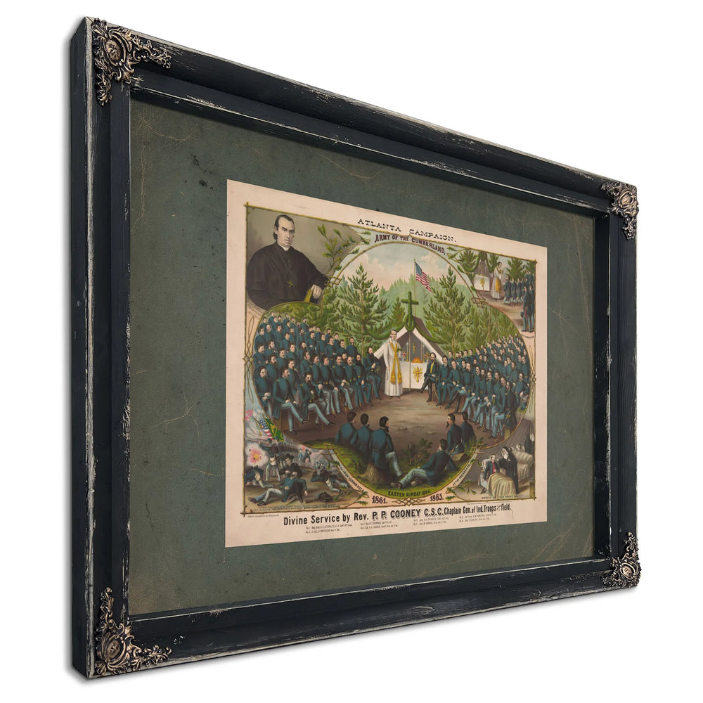 Atlanta Campaign Army of the Cumberland Divine Service by Rev Pp Cooney Csc — Ebony Framed Canvas Print | Bella Frye
