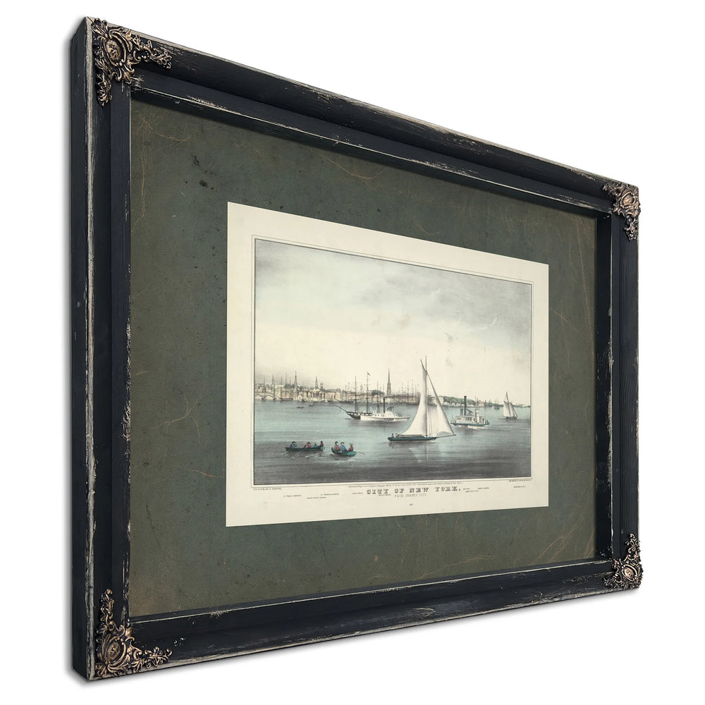 City of New York From Jersey City 1849 — Ebony Framed Canvas Print | Bella Frye