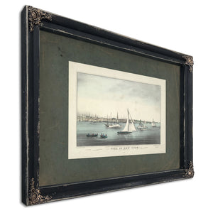 City of New York From Jersey City 1849 — Ebony Framed Canvas Print | Bella Frye