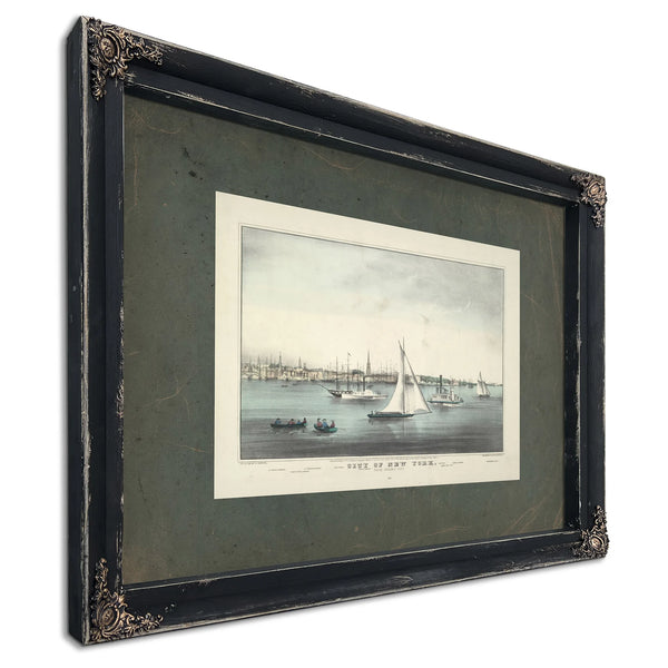 City of New York From Jersey City 1849 — Ebony Framed Canvas Print | Bella Frye
