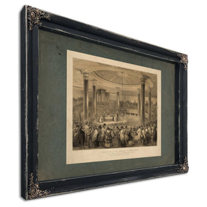 Distribution of the American Art Union Prizes at the Tabernacle Broadway New — Ebony Framed Canvas Print | Bella Frye