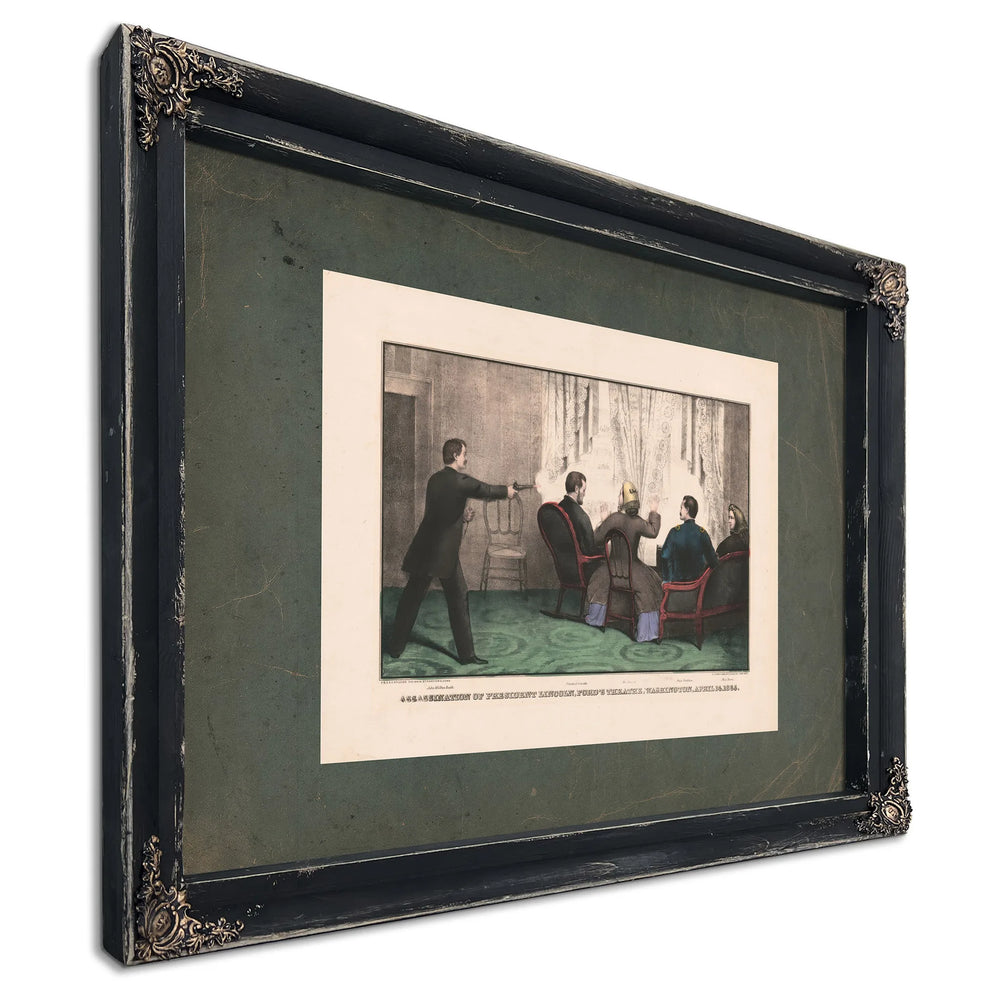 Assassination of President Lincoln Fords Theatre Washington April 14 1865 18 — Ebony Framed Canvas Print | Bella Frye
