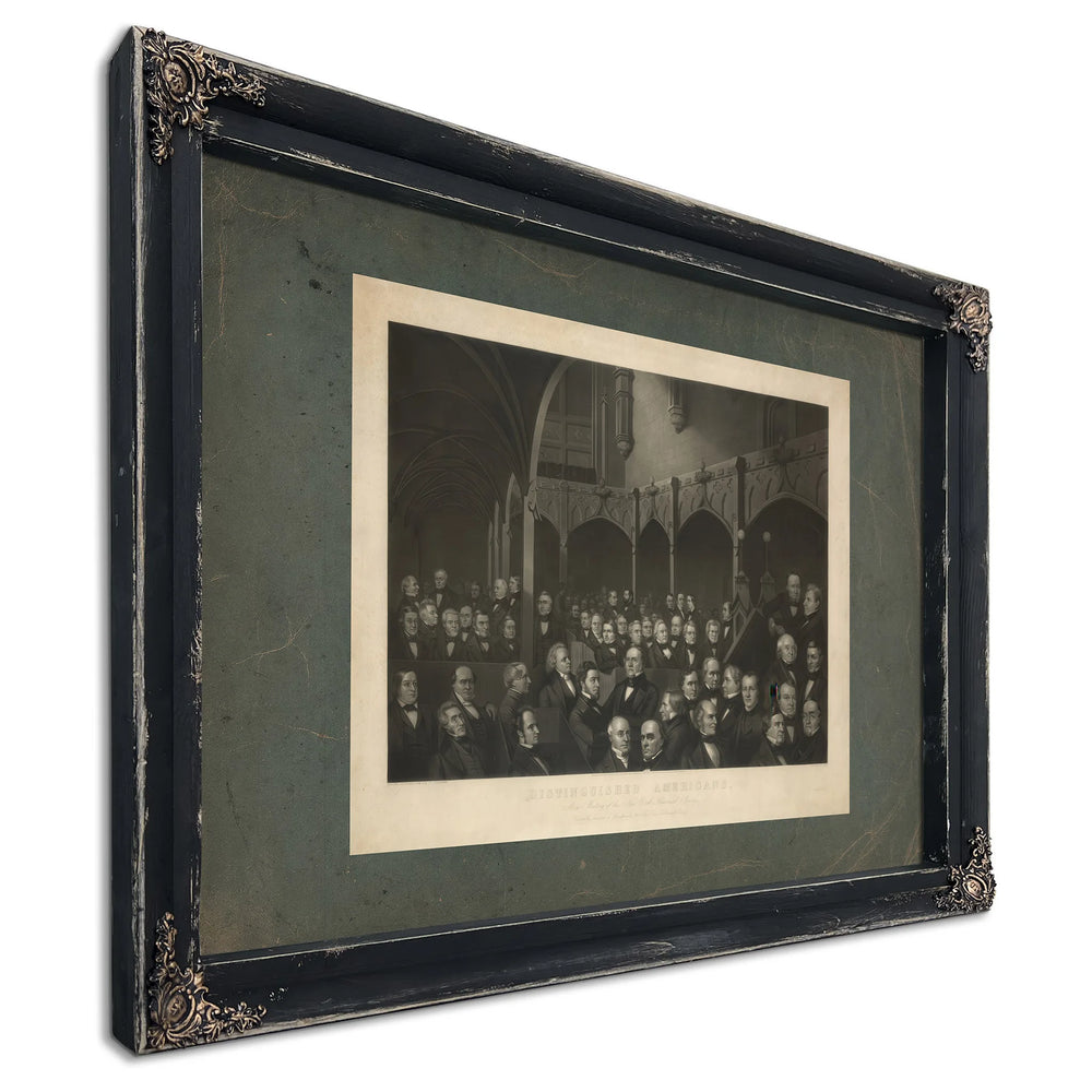 Distinguished Americans at a Meeting of the New York Historical Society 19th — Ebony Framed Canvas Print | Bella Frye
