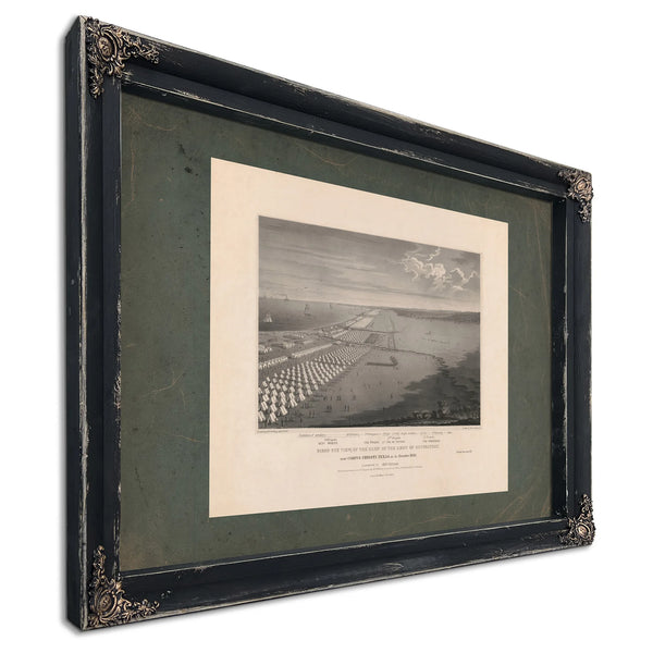 Birds Eye View of the Camp of the Army of Occupation Near Corpus Christi Tex — Ebony Framed Canvas Print | Bella Frye