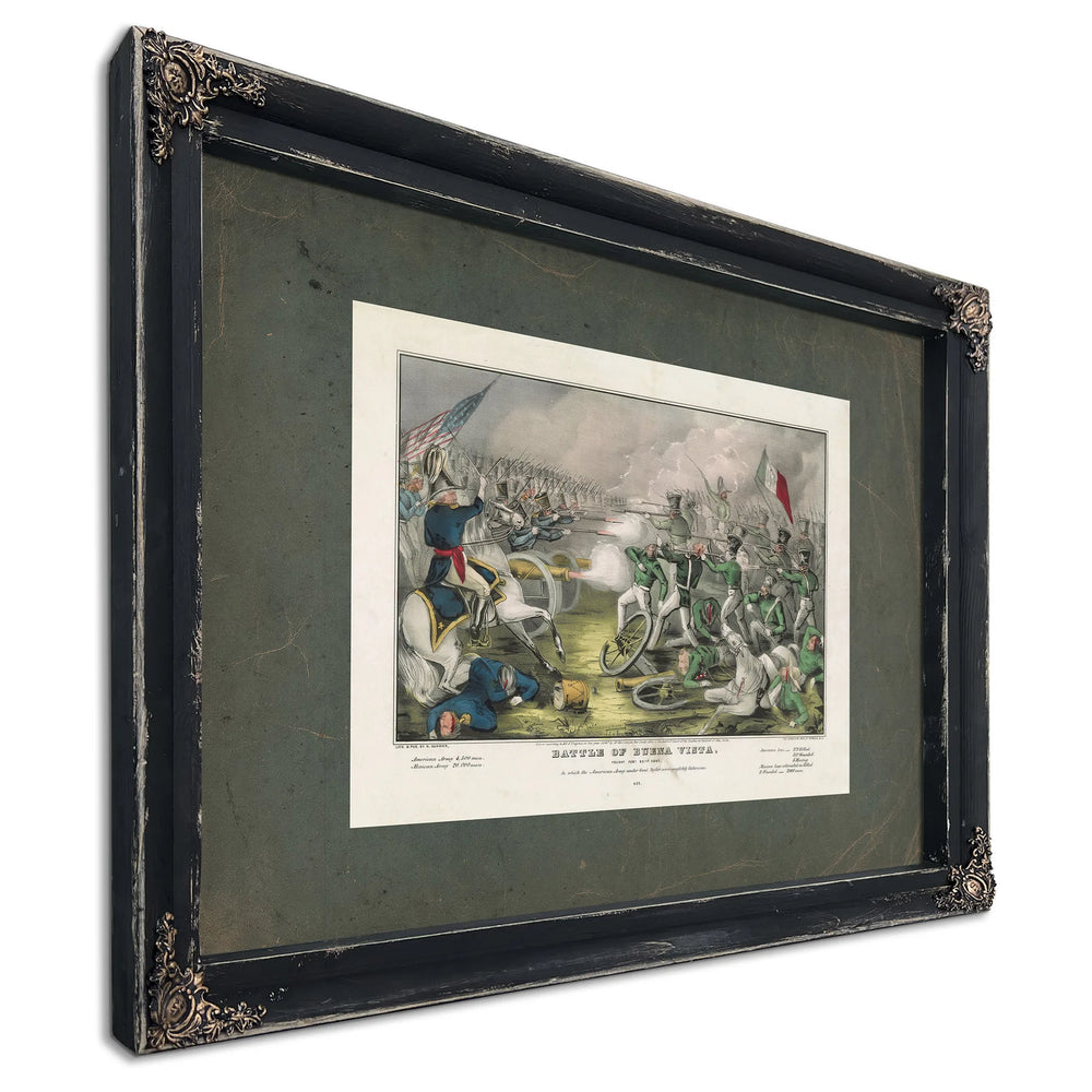 Battle of Buena Vista Fought Feby 23rd 1847 in Which the American Army Under — Ebony Framed Canvas Print | Bella Frye