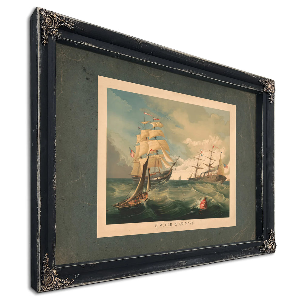 Gw Gail Ax Navy 1886 — Ebony Framed Canvas Print | Bella Frye