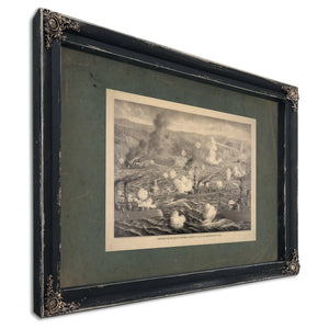 Destruction of Admiral Cerveras Spanish Fleet Off Santiago De Cube 1898 — Ebony Framed Canvas Print | Bella Frye