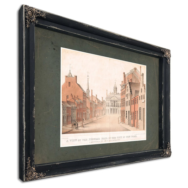 a View of the Federal Hall of the City of New York as Appeared in the Year 17 — Ebony Framed Canvas Print | Bella Frye