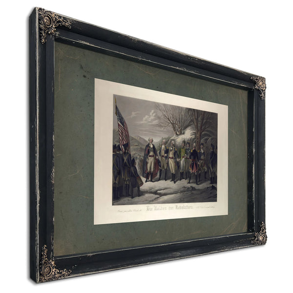 General Washington Standing With Johann De Kalb Baron Von Steuben Kazimierz — Ebony Framed Canvas Print | Bella Frye