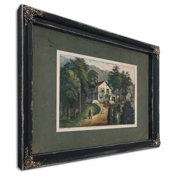 Chappaqua Farm West Chester County Ny the Residence of the Hon Horace Greely — Ebony Framed Canvas Print | Bella Frye